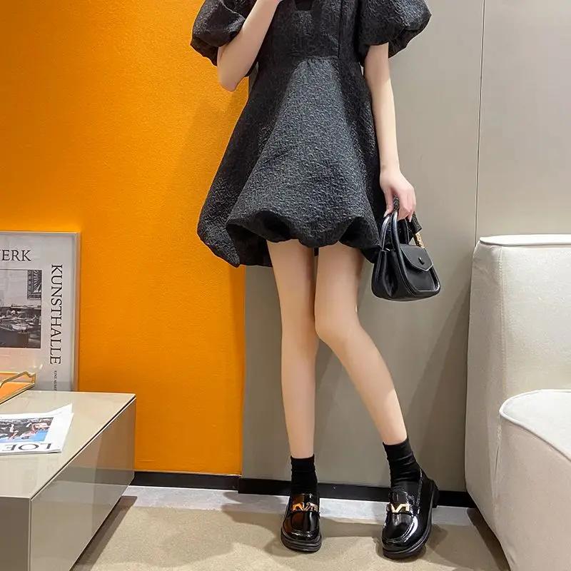 Fashion Mary Jane Gothic Metal Decoration Japanese Style Lolita Matte Loafers with Medium Heels Women's Shoes Round Toe Ladies Footwear