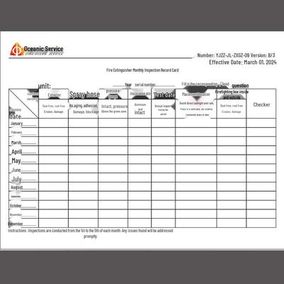 Custom Fire Extinguisher Inspection Record Cards