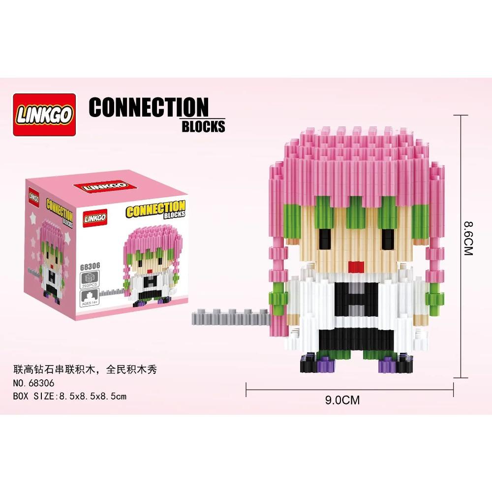 Linkgo Anime Connection Stavebnice Goku Luffy Demon Slayer Nezuko Stitch Pikachu Sasuke 3D Model Mini Cihlová Figurka Hračky