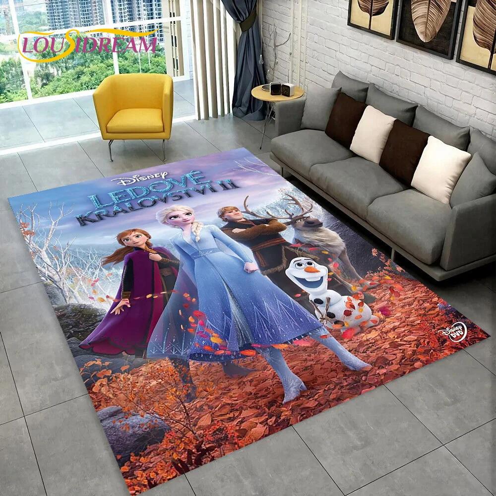 Frozen Elsa Princess Snow Queen Cartoon Carpet Rug for Home Living Room Bedroom Sofa Doormat Decor,Kid Non-slip Floor Mat
