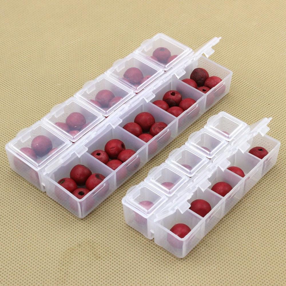 1PC Removable Divider Clear Plastic Storage Box Portable Transparent Compartment Organizer Case For Jewelry Beads Hardware Parts