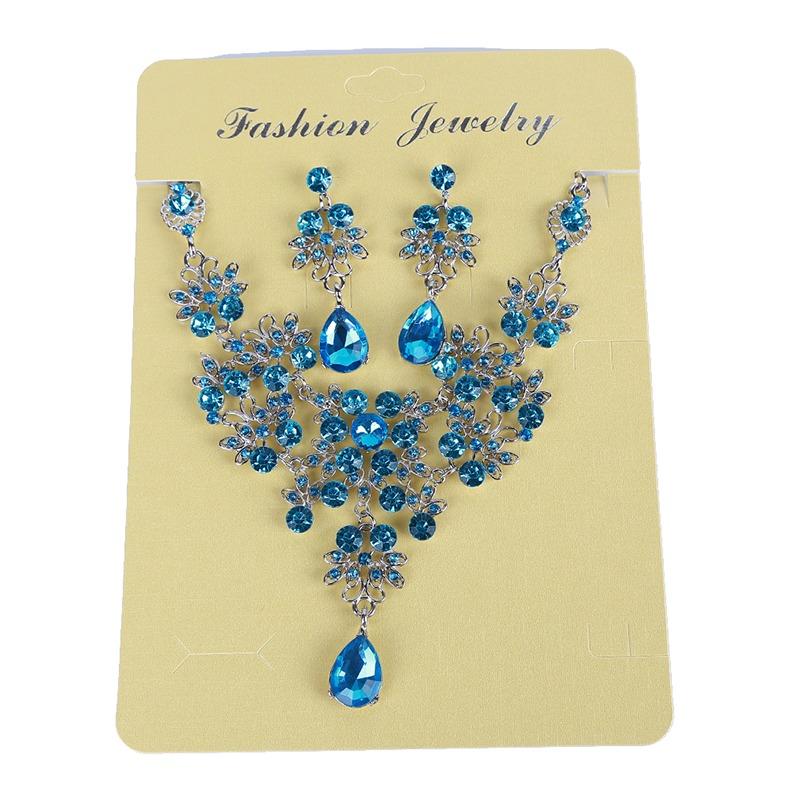 European and American Bride Drop Earrings Necklace Set Adjustable Pendant Necklace