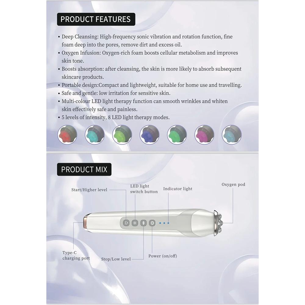 Sauerstoffblasenstift CO2 Sauerstoff Tragbares Gesichtsgerät CO2 Gel Hautpflegegerät Tiefe Hydratation Hautstraffung Reisefreundlich Einfache Bedienung