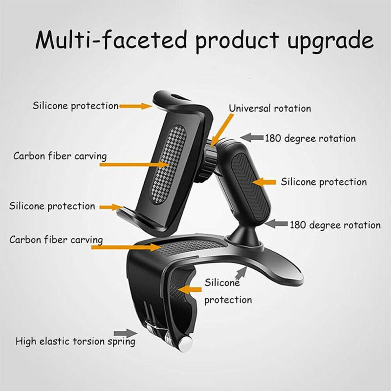 Universal Car Dashboard Mount Holder Snap-on Phone Rack Rotating Rearview Mirror Gps Navigation Hud