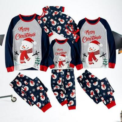 2022 Europäisches Weihnachtsfamilien-Partner-Pyjama-Set - Langarm, Rundhals