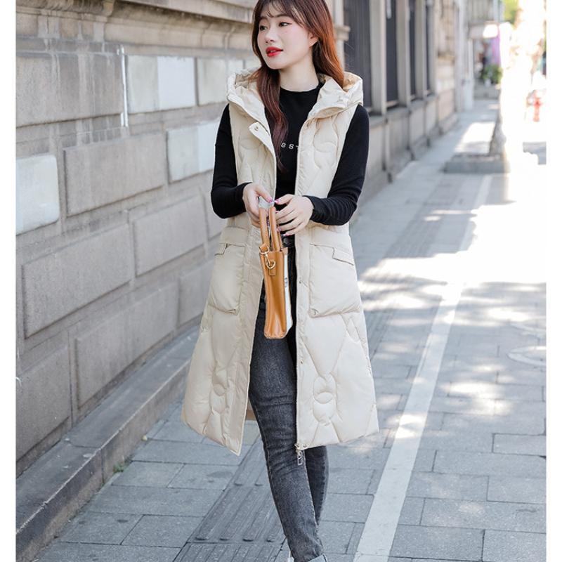 Women's Autumn and Winter Solid Color Hooded Loose Thickening Warm Sleeveless Vest Women's Jacket