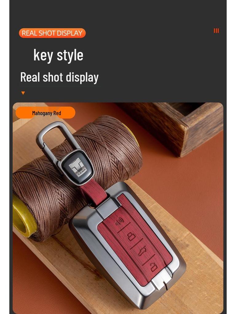 Zinc Alloy Tank 300/400/500 Car Key Shell with Full Wrap & Buckle