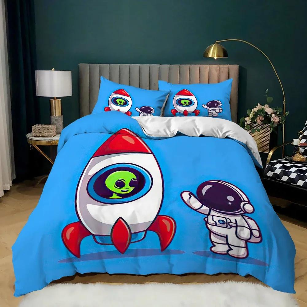 

Astronaut Cartoon Astronaut Star Moon Comfortable Duvet Cover Pillowcase Bedding Set Children Bedroom Decoration Home Textile 70x133cm 2pcs