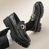 Fashion Classic Thick Sole Men's Penny Loafers Slip-On Business Dress Shoes for Gentleman Metal Buckle Formal Black Glossy Shoes