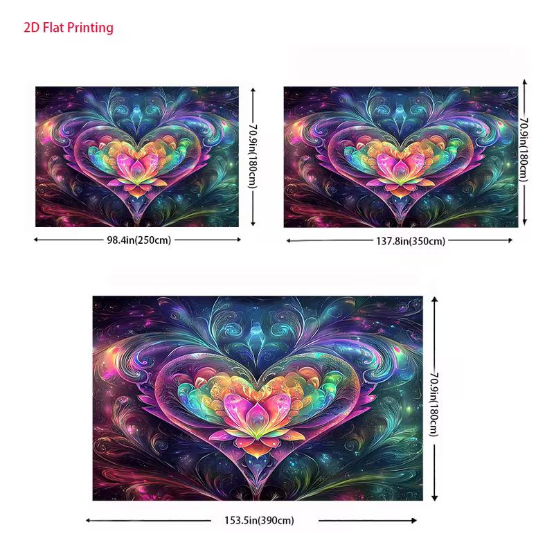 2D Psychedelic Neon Heart Backdrop Lotus Cosmic Photography Background