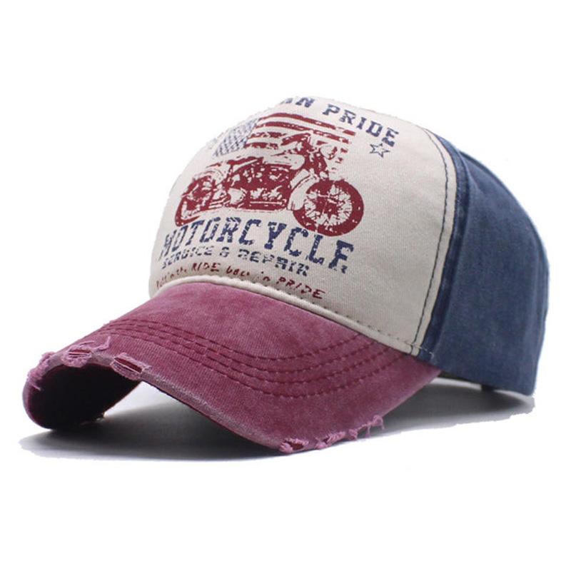 Motorcycle Sun Hat Street Style Urban Street Art Graffiti Print Baseball Washed Vintage Cap Color-Block Baseball Wide Brim Hat Duckbill Cap Adjustable