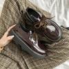 Lace-up JK Uniform Student Flat Bottom Round Head Small Leather Shoes Women's New British College Style Japanese Big Head Single Shoes