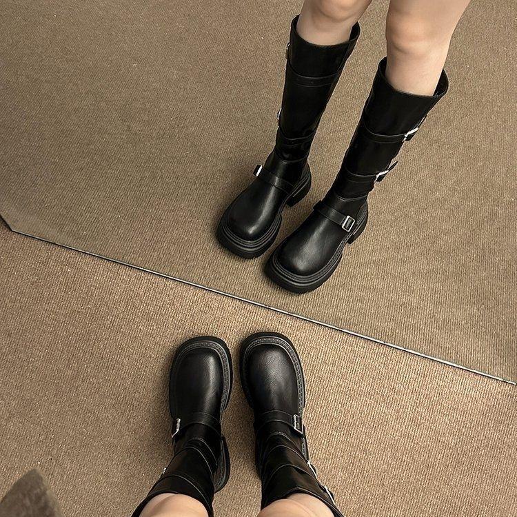 High boots thick-soled Martin boots retro comfortable spring and autumn boots children small long and thin