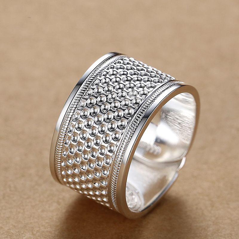 Xiaomi 925 Sterling Silber Ringe für Damen Herren Paar Minimalistisch Handgefertigt Einfach Breit Retro Ring Party Schmuck Geschenk Allergievorbeugend