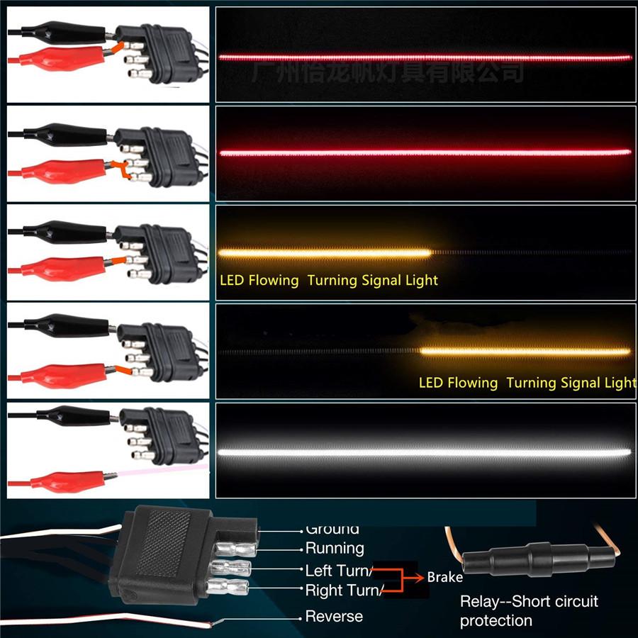 60" Triple Row LED Tailgate Light Bar with Amber Turn Signal/Double Flash, Red Brake/Running, White Reverse Lights - Weatherproof