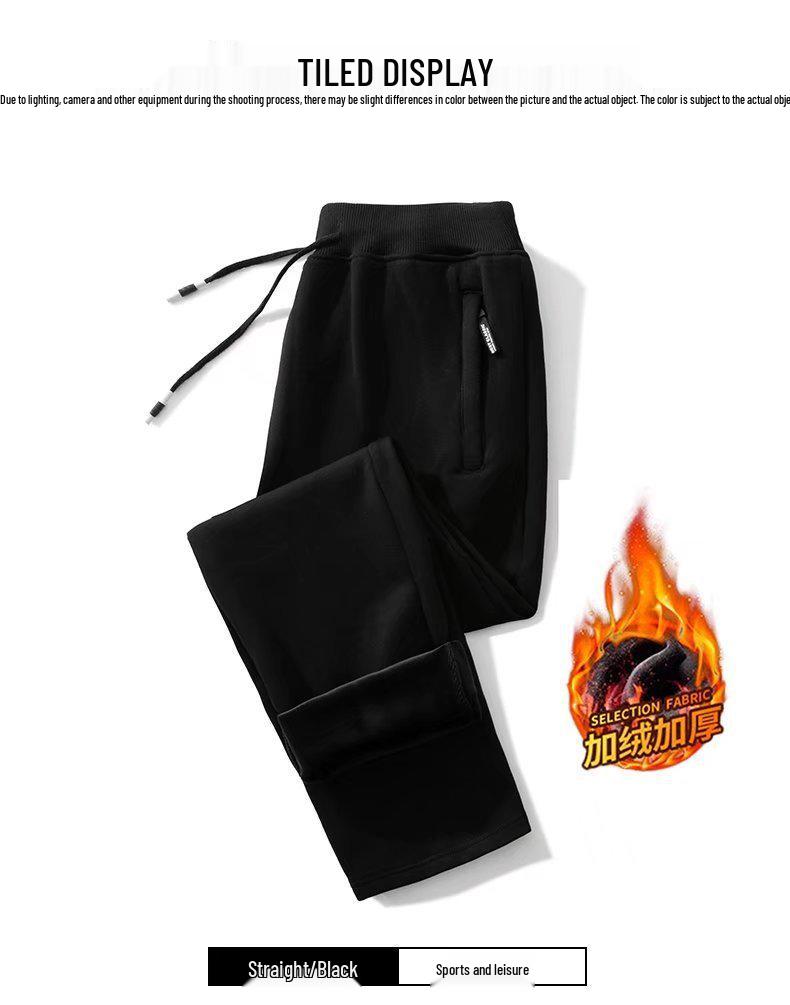 Men's Elastic Waist Fleece Sweatpants - Warm, Casual, Loose-Fit Sports Pants for Winter