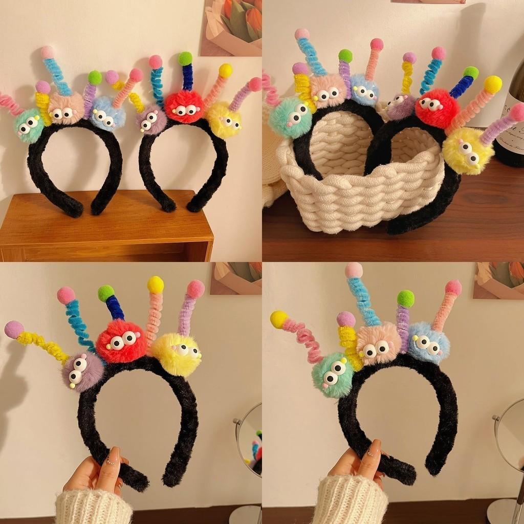 Cute Cartoon Twist Stick Hairband Women's 2023 New Hair Clip Pressed Hair Tie Wash Face Plush Headband High Skull Cap