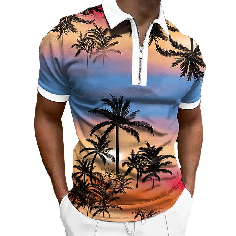 Men's Slim Fit Short Sleeve Half-Zip Polo, Casual Daily Wear