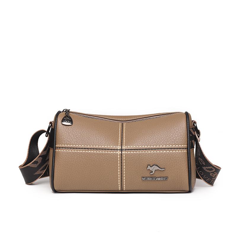 Women's plaid pillow bags  genuine leather  vintage bag  shoulder messenger bag