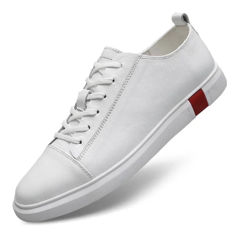 

Fashion Handmade Spring Autumn Men Casual Shoes Leather Breathable Flats Loafers Travel Simple White Sneakers 38