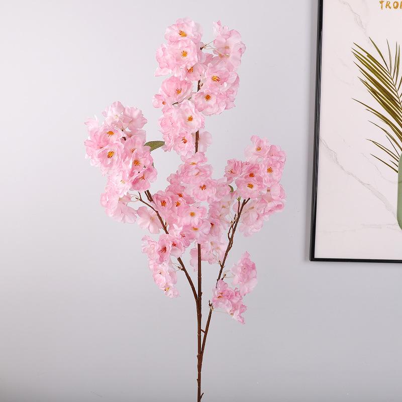 Simulated Feel Silk Cherry Blossoms Multi-layer Leaved Cherry Blossom Branches, Furniture Wedding Scene Fake Flowers