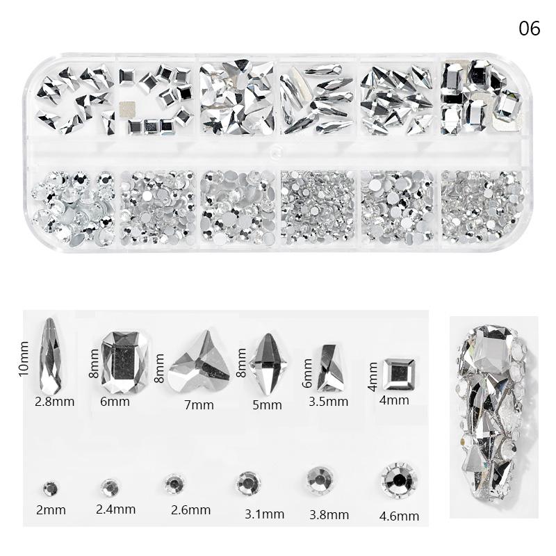 10Styles Neon Multi-Faceted Rhinestones DiamondS,Heart,Pearl, Beads 1-10mm AB/White/Colorful Crystal NailARTS 3D Rhinestones 14H