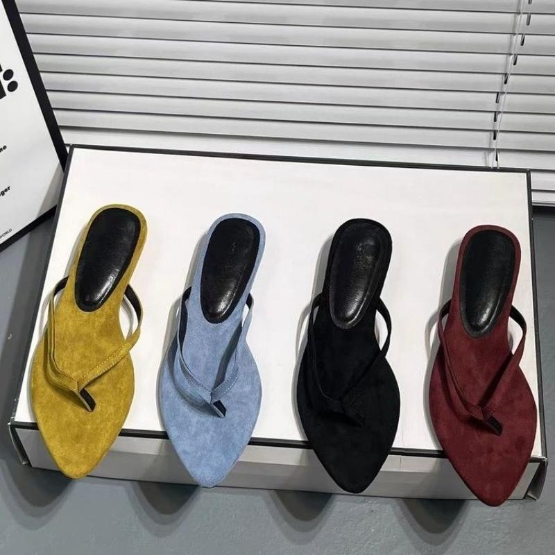 Fashion 2025 Plus Size Flip Flops Women's Slippers Summer Hot Sale Pointed Toe Low Heel Sandals Outdoor Concise Daily Beach Slippers