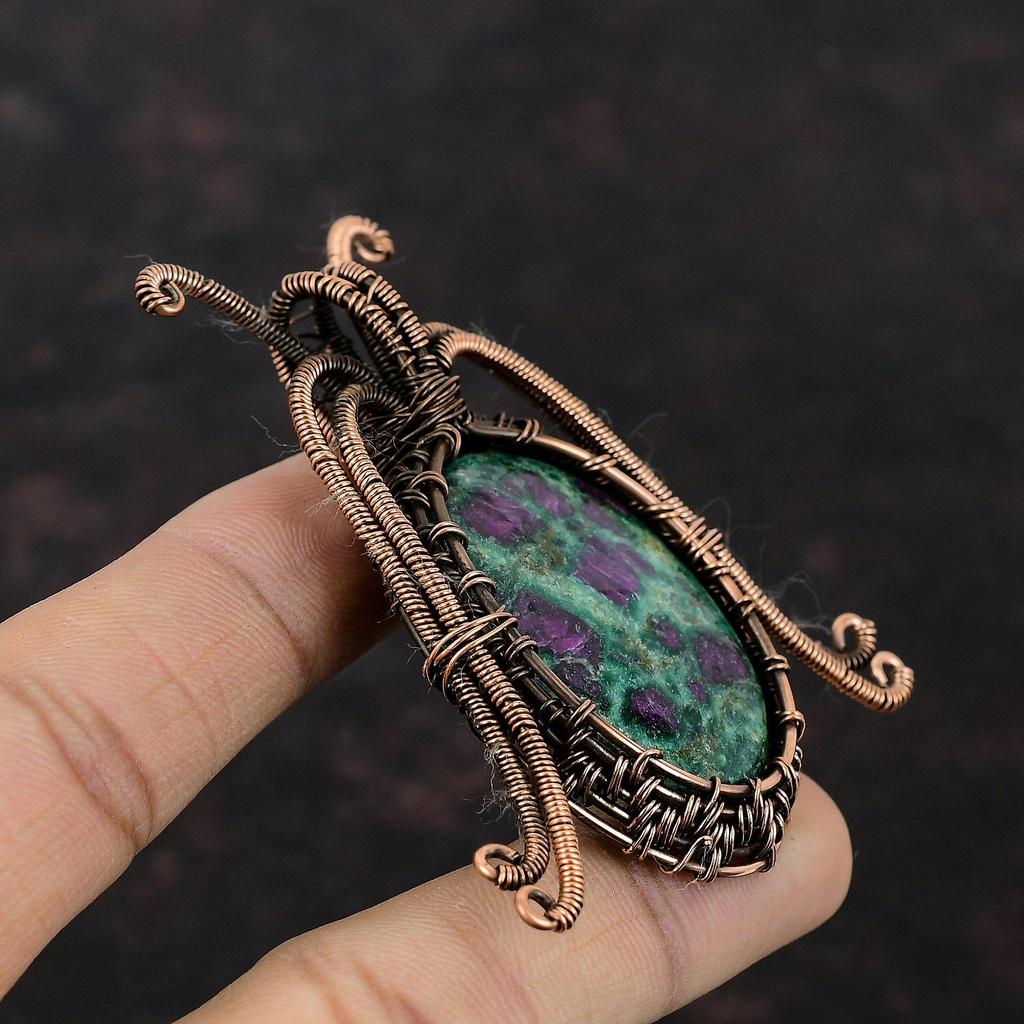 Ruby Fuchsite Pendant Copper Wire Wrapped Pendant Handmade Copper Jewelry Original Gemstone Pendant Wire Wrap Ruby Fuchsite Jewelry For Gift