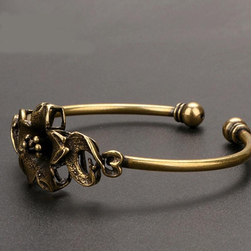 Handcrafted Floral Copper Bangle Comfortable Fit Floral Bracelet Fashion Jewelry For Casual Or Formal Outfits