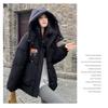 Korean Style Loose Down Cotton Jacket for Women with Designer Green Color and Hooded