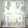 Succulent Cactus Modern Tulle Curtains For Living Room Bedroom Home Kitchen Window Sheer Curtains