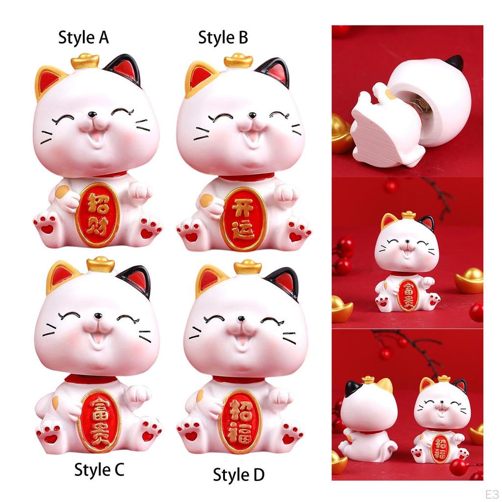 Cat Figurine Art Decorative Display Ornament Kitten Statue for Desk Chinese Year Gifts Car