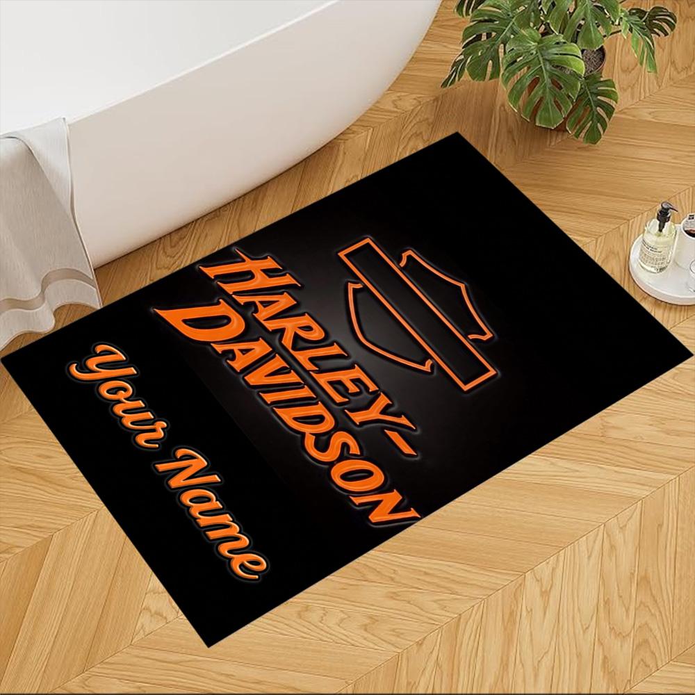 Harley-davidson Personalized Name Floor Rug Office Rug Design for Foyer Kitchen Playrooms Game Room Anti-slip Rug Office home decor Gift for Festivals