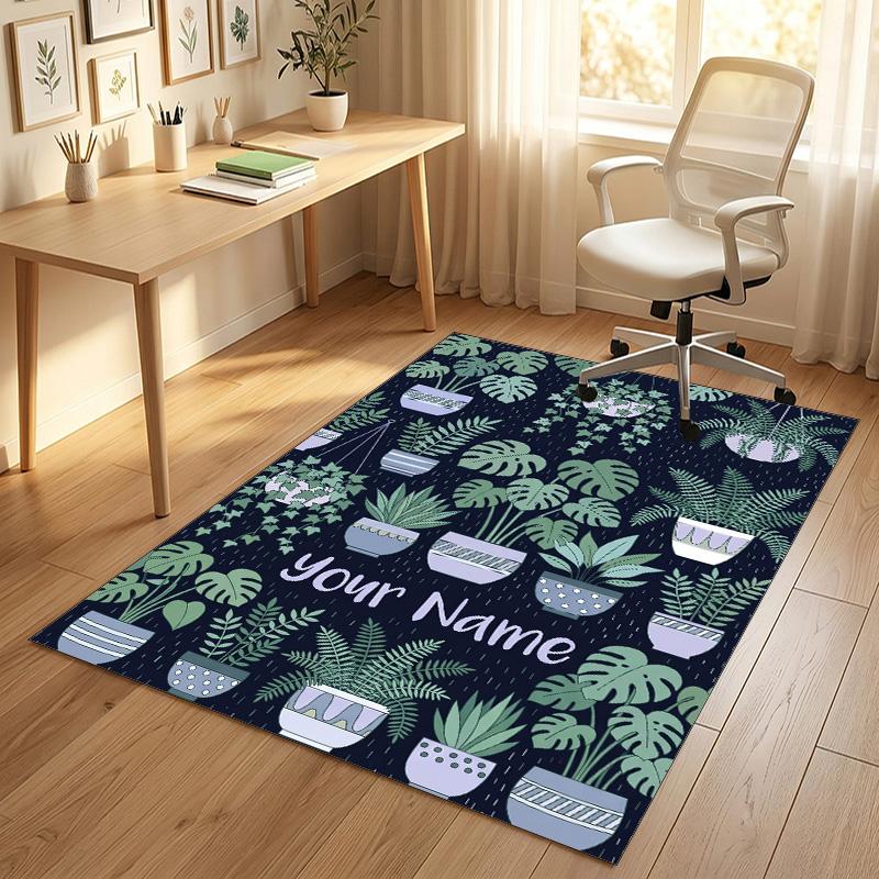Bohemian Mandala Theme Soft Crystal Velvet Rug Custom Name & Text Print Non Slip Floor Rug for Bedroom Living Room