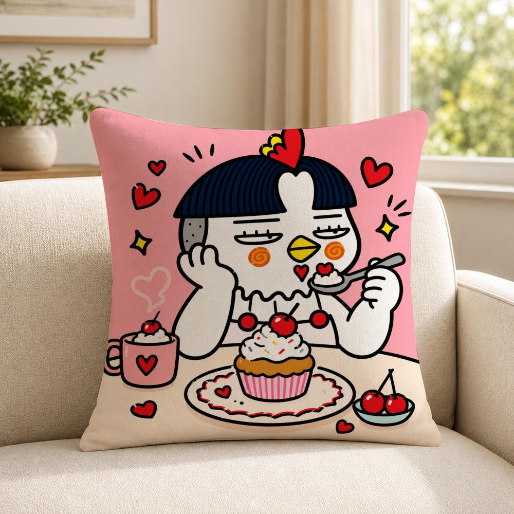 Food SSamyang BBuldak Cushion Cover Soft Short Plush SkinFriendly Cushion Case for MultiScene Use