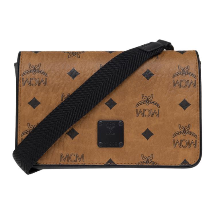 MCM Visetos Canvas Crossbody-Tasche mit verstellbarem Riemen & Metall-Logo-Plakette für den täglichen Gebrauch & Reisen