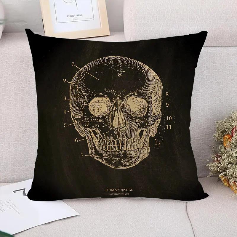 Cushion Cover  Anatomical Skeleton Pillow Cases Pillowcase Pillowcases for Pillows X Cushions Covers for Bed Pillows