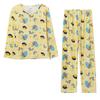 Vitality cute cartoon pineapple giraffe pajamas women's spring and autumn long-sleeved trousers age-reducing casual loungewear two-piece set