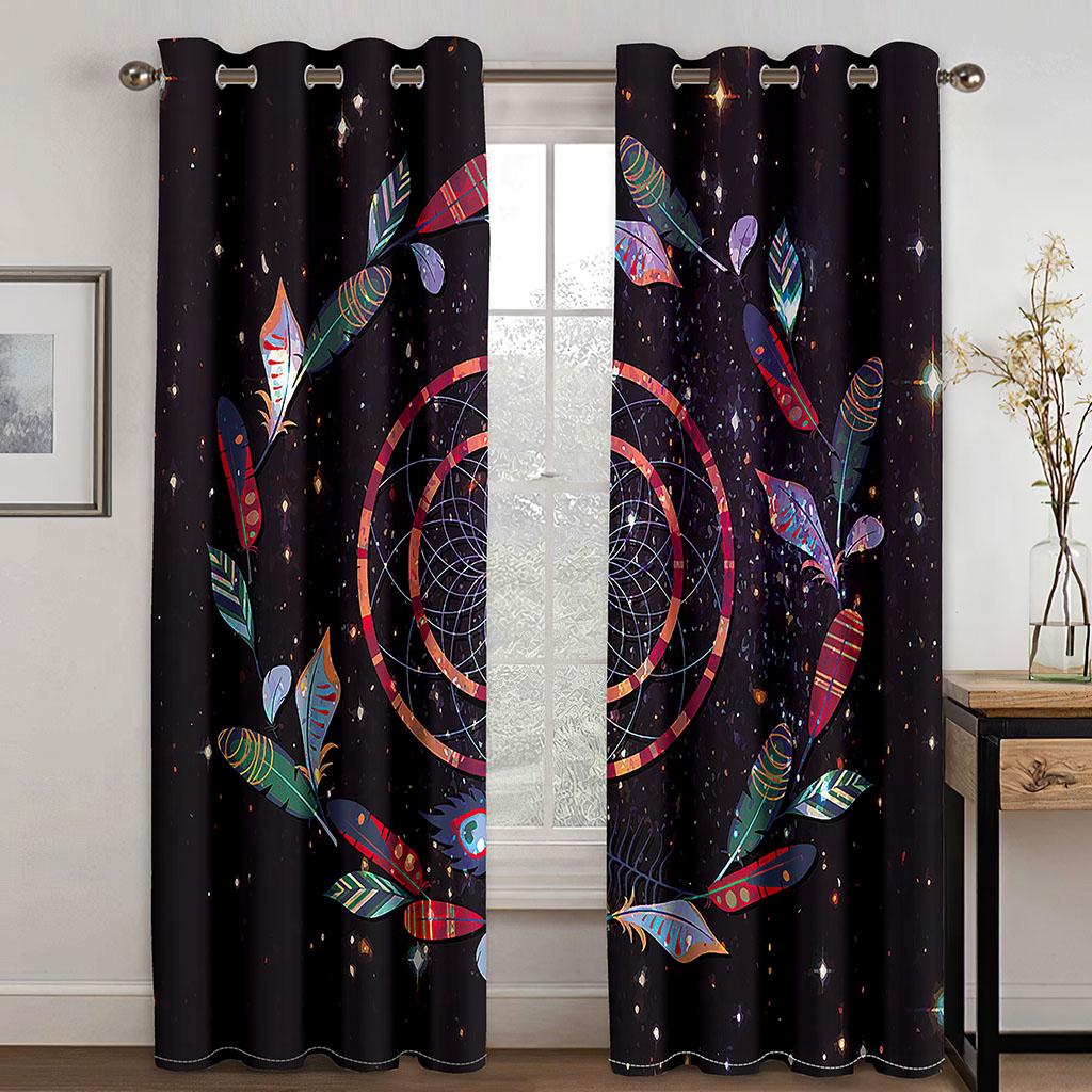 Dreamcatcher Printed Woven Curtains Two Independent Curtains On The Left and Right Blackout Curtains for Bedrooms