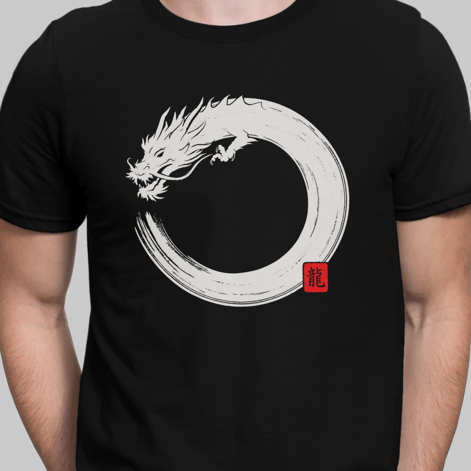 Dragon Enso T shirt Japanese Dragon Zen T-shirt Enso Circle Shirt 4XL