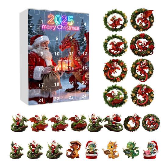 Advent Calendar Santa Claus Flying Dragon Design 24-Day Countdown Festive Family Activity Calendar Festive Atmosphere Enhancer