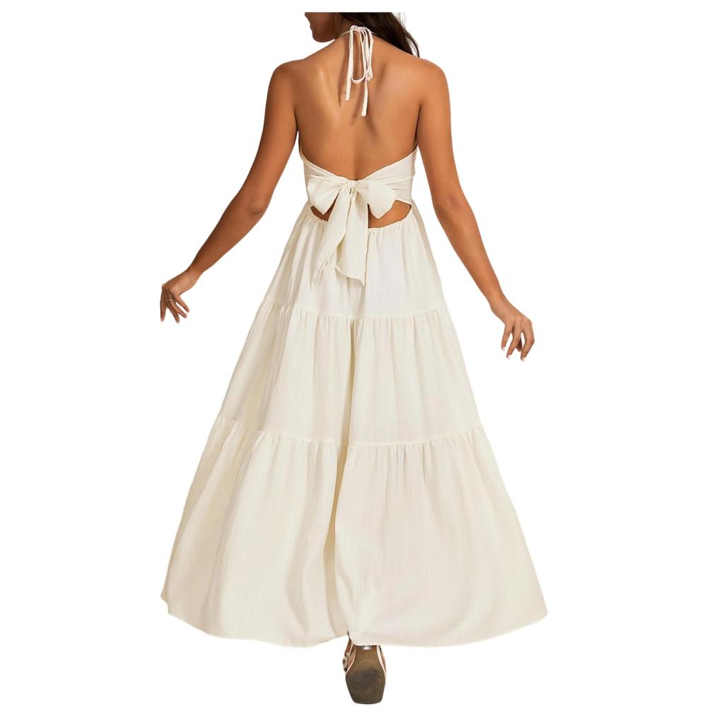 Women's V,Neck Relaxed,Fit Backless Resort Dress