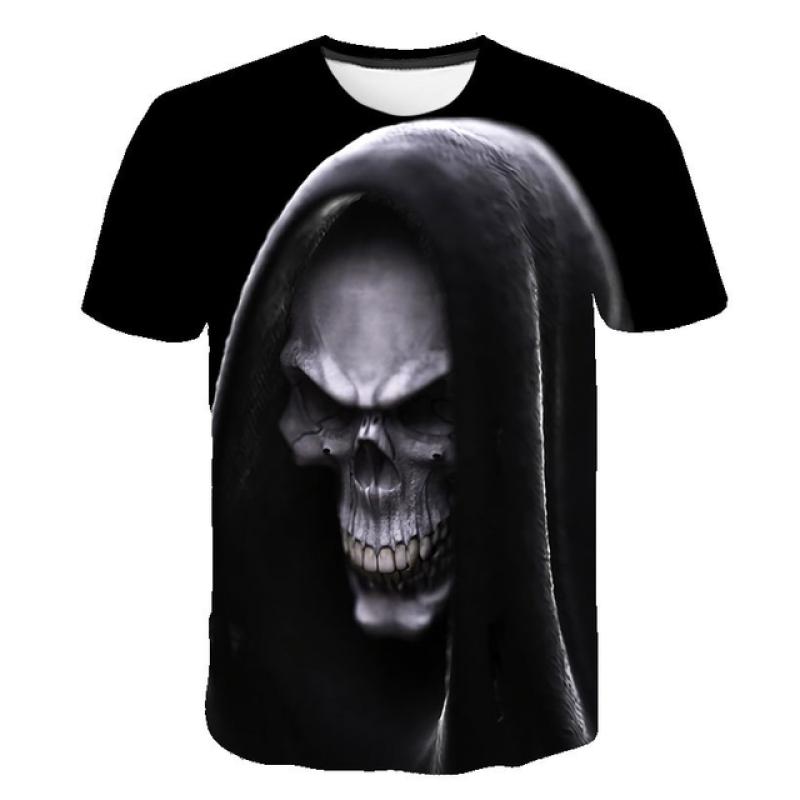 Summer Men's T-shirt Casual Round Neck Short-sleeved T-shirt Devil Skull Fashion Trendy Brand Skull 3D T-shirt Streetwear Tops