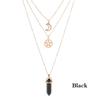 Layered Agate Necklace With Hollow Moon Star Charm For Women Collarbone Jewelry