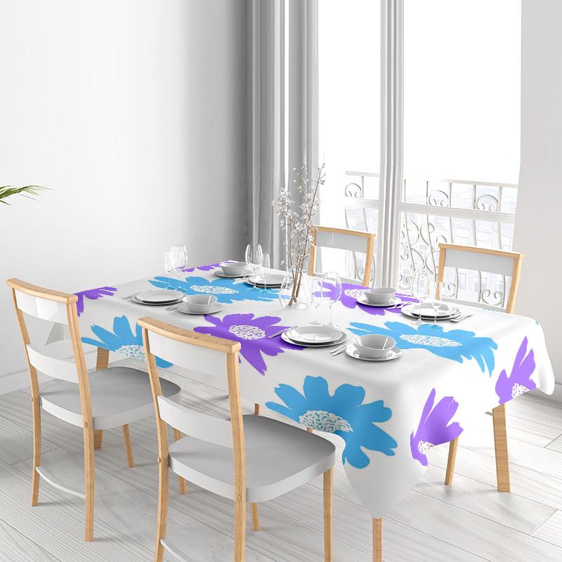 Modern Floral Tablecloth Bright Vibrant Table Cover for Home Decor Waterproof Spill-Resistant Rectangular Dining Sheets