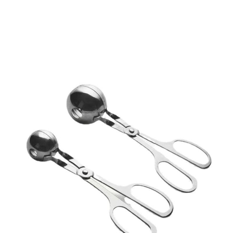 Stainless Steel Meatball Maker with Ergonomic Handle and Spoon Mold Clip