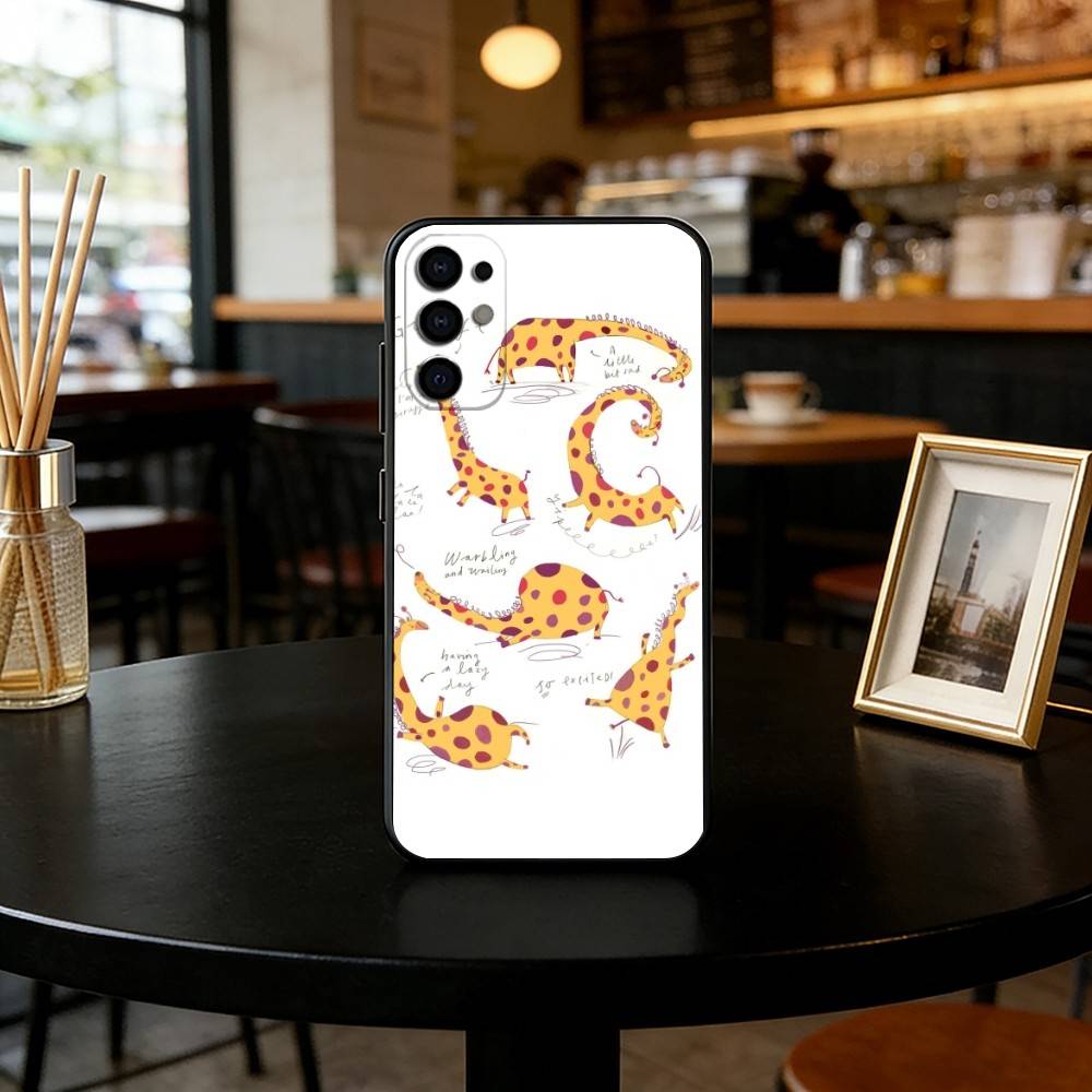 Cute giraffe Phone Case Black Silicone Soft For Samsung S25,S24,S21,S22,S23,S30,Ultra,S20,Plus,Fe,Lite