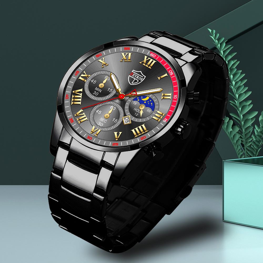 Watch Three-Piece Men'S Accessories Watch Ring Necklace Bracelet Men'S Quartz Watch
