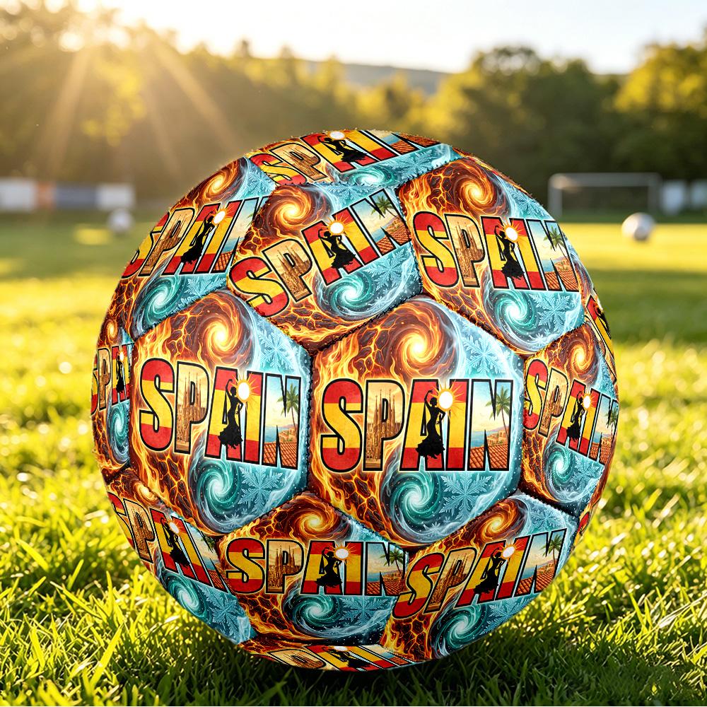 Spain Football Printed Size 5 Soccer Ball Wear Resistant Standard Adult Training Football Fan Gift for Indoor Outdoor Match Sports