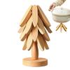 Wooden Insulating Coasters 4 Tripods and 1 Bracket Tree Folding Placemats Anti Scald Heat Resistant Table Decor Mats Pot Holder